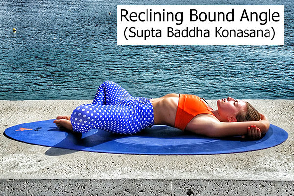 reclining bound angle yoga pose