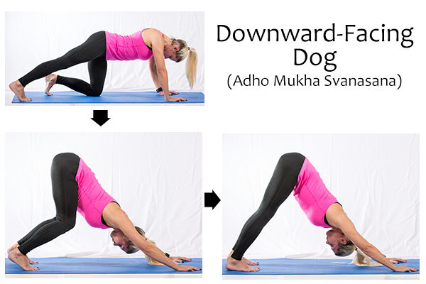 downward-facing dog pose (adho mukha svanasana) to reduce shoulder and neck tension