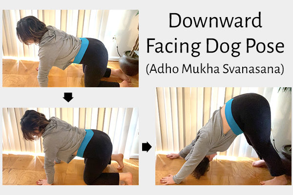 steps to do the downward facing dog pose (adho mukha svanasana)