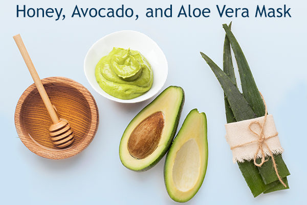 honey, avocado, and aloe vera mask ingredients