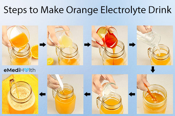 steps to make a diy orange electrolyte drink