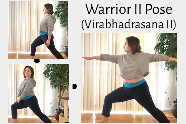 steps to do the warrior II pose (virabhadrasana II)