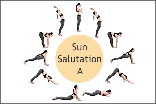 sun salutation A yoga pose to relieve constipation