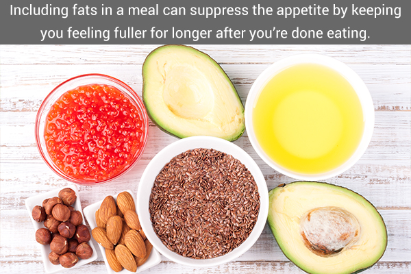 Including fats in a meal can suppress the appetite