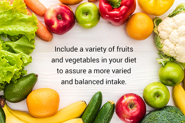 include colorful fruits and vegetables in your diet