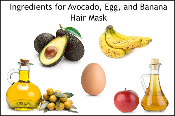 avocado, egg, and banana hair mask ingredients