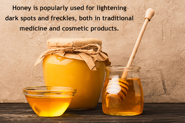 honey can be used for lightening dark spots and freckles