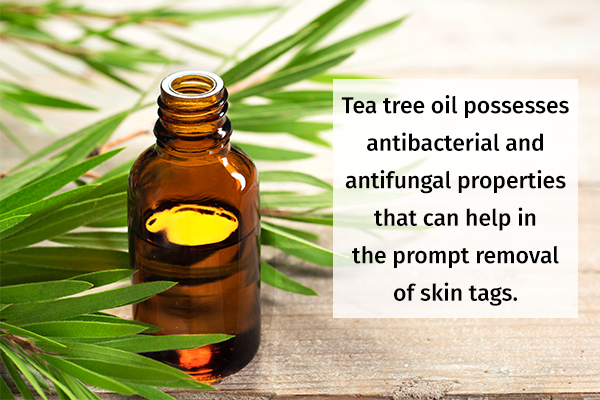 apply diluted tea tree oil on skin tags