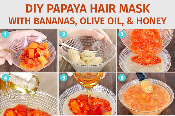 diy papaya hair mask with bananas, olive oil, and honey