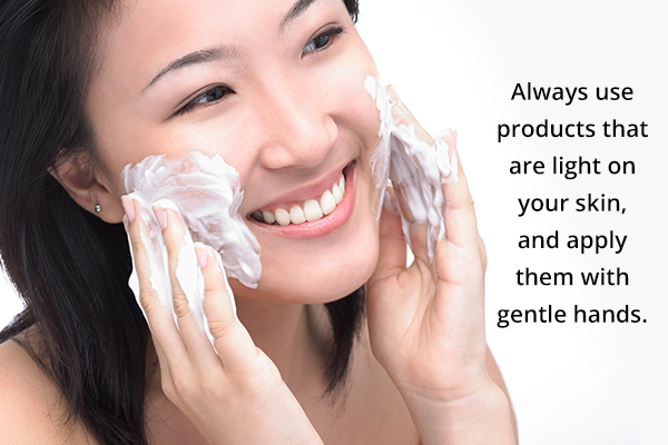cleaning your skin harshly or excessively is harmful as well