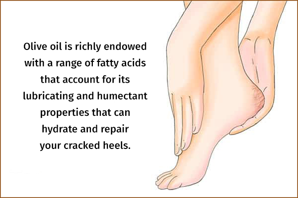olive oil helps hydrate and repair your cracked heels
