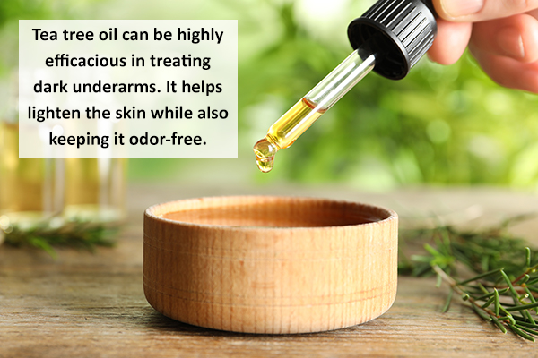 tea tree oil application can help manage dark underarms