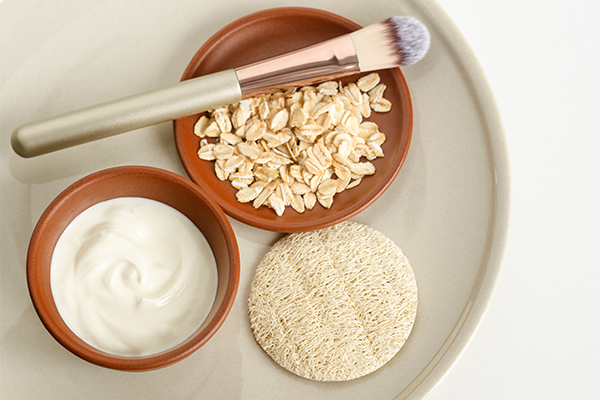 an oatmeal-yogurt face mask can help soothe irritated skin