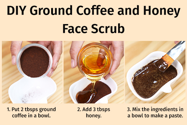 diy ground coffee and honey face scrub