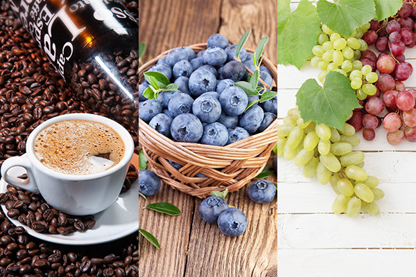 coffee, blueberries, and grapes are good for liver health