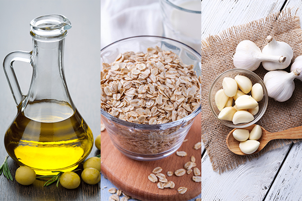olive oil, oatmeal, and garlic are beneficial for liver health