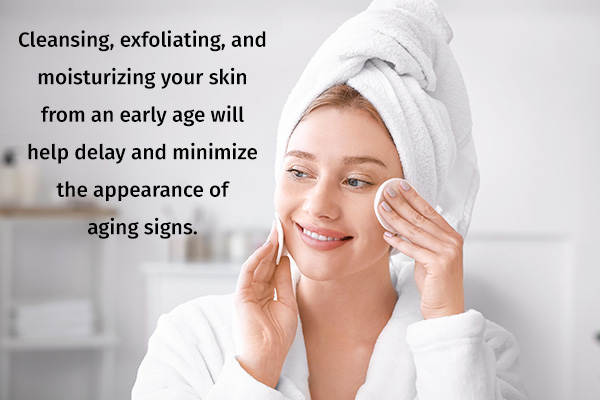 follow a good skin care routine to prevent premature aging