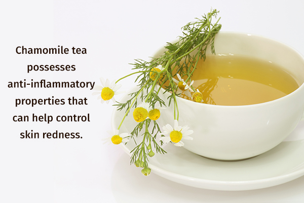 chamomile tea can help control skin redness