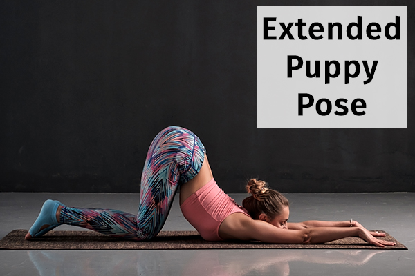 extended puppy pose for relieving anxiety