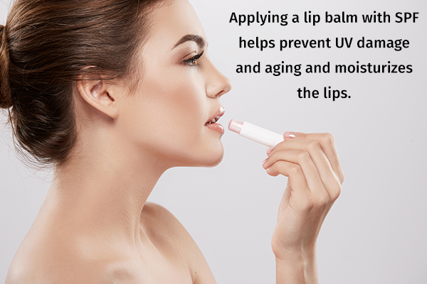 apply SPF containing lip balms to moisturize them