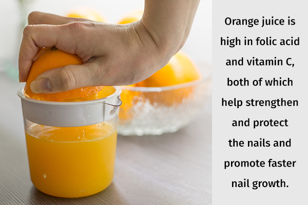 orange juice can help promote faster nail growth