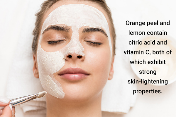orange peel, lemon, and cream can help detan your skin