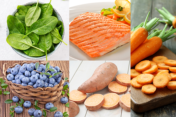 eat spinach, salmon, carrot, etc. for healthy eyes