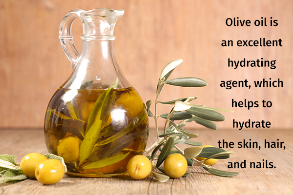 olive oil can help hydrate your skin, hair, and nails