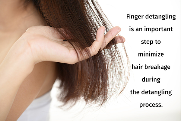 detangle your hair prior combing by running your fingers through it