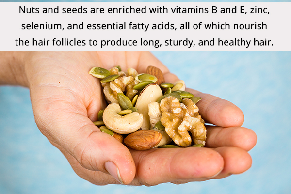 consuming nuts and seeds regularly can boost healthy hair growth