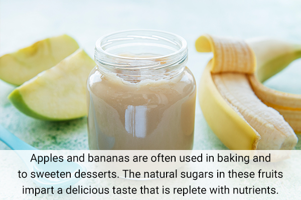 fruit purees such as apples and bananas can work as sugar alternative