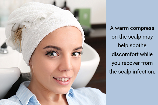 applying a warm water compress can help provide relief from scalp scabs