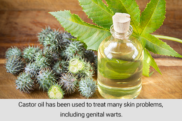 castor oil application can also help relieve genital warts