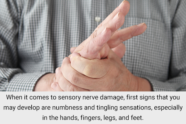 numbness in hands or feet is a common sign of nerve damage