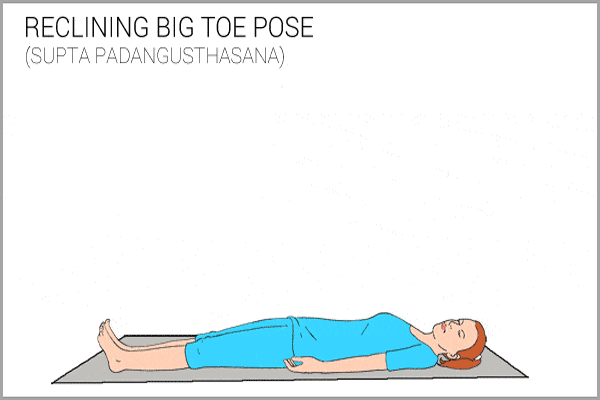 reclining big toe pose (supta padangusthasana) for sciatic pain
