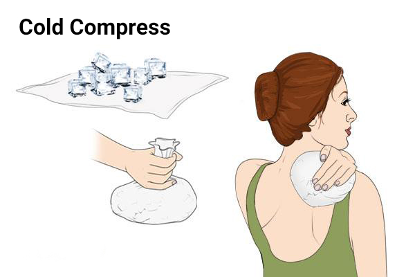 applying a cold compress can help soothe the shoulder pain