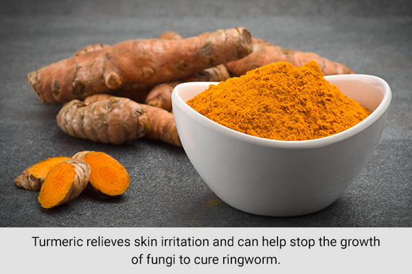 applying a turmeric paste on the area can help relieve body ringworm