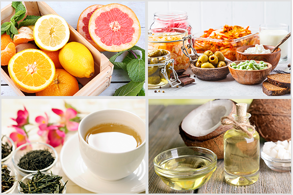 citrus fruits, fermented foods, green tea, and coconut oil can remove bad body odor