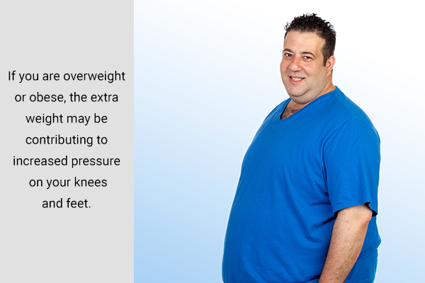 try shedding some weight if you are overweight to reduce stress on feet