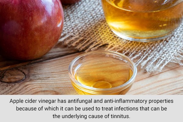 consuming apple cider vinegar can help treat infections that cause tinnitus