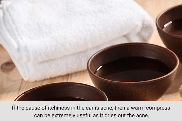 applying a warm compress to your ears can help reduce itchiness in ears