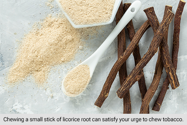 chewing a small stick of licorice root can help avoid tobacco temptations