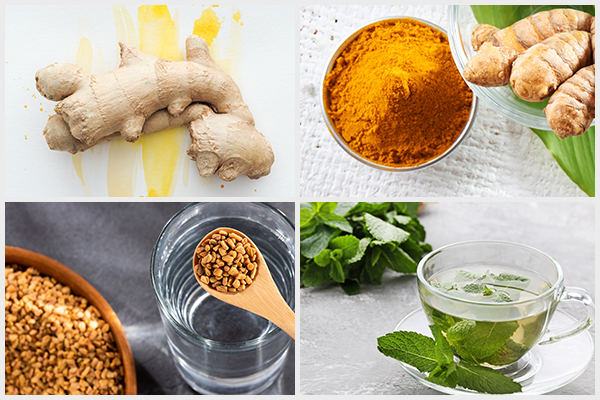 use ginger, turmeric, fenugreek seeds, and mint tea to manage appendicitis