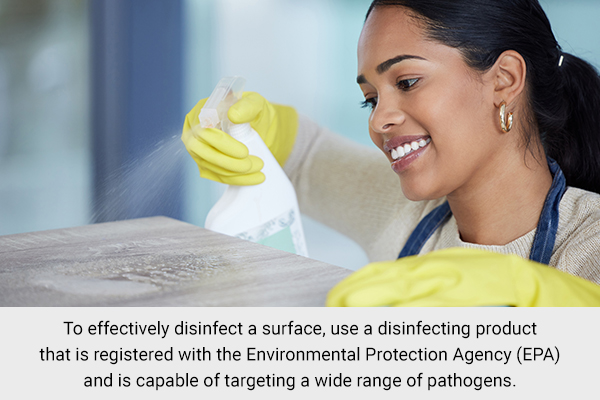 chemical disinfecting agents to clean your surroundings