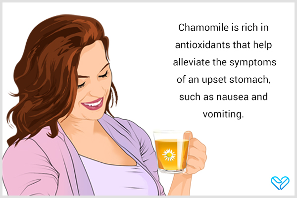 drinking chamomile tea can help provide relief from signs of sour stomach