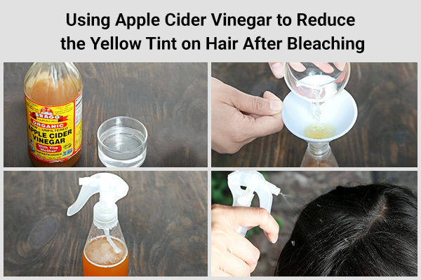 how to use apple cider vinegar to reduce yellow tint from bleached hair